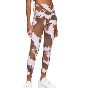 Adidas x IVY PARK Purple & Brown Cow Print Tights Leggings High Waist Sz S